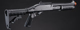 Golden Eagle M8871 3/6-Shot Pump Action CO2 Gas Airsoft Shotgun w/ Ghost Ring Iron Sights & M4 Crane Stock - (Black)