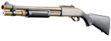 Golden Eagle M870 3/6-Shot Pump Action Gas Airsoft Shotgun w/ Mock Shell Tube & Ghost Ring Iron Sights - (Tan)