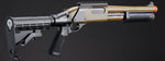 Golden Eagle M8873 3/6-Shot Pump Action Gas Airsoft Shotgun w/ Optic Rail & M4 Crane Stock - (Tan)