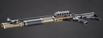 Golden Eagle M8874 3/6-Shot Pump Action CO2 Airsoft Shotgun w/ Flip Up Sights, Picatinny Rail & M4 Crane Stock - (Tan)
