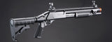 Golden Eagle M8874 3/6-Shot Pump Action Gas Airsoft Shotgun w/ Flip Up Sights, Picatinny Rail & M4 Crane Stock - (Black)