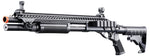 Golden Eagle M8874 3/6-Shot Pump Action Gas Airsoft Shotgun w/ Flip Up Sights, Picatinny Rail & M4 Crane Stock - (Black)