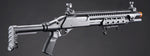 Golden Eagle M8875 3/6-Shot Pump Action Gas Airsoft Shotgun w/ Flip Up Sights, M-LOK, Picatinny Rail & M4 Buffer Stock - (Black)