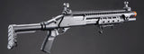 Golden Eagle M8875 3/6-Shot Pump Action Gas Airsoft Shotgun w/ Flip Up Sights, M-LOK, Picatinny Rail & M4 Buffer Stock - (Black)