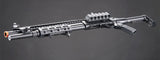Golden Eagle M8875 3/6-Shot Pump Action Gas Airsoft Shotgun w/ Flip Up Sights, M-LOK, Picatinny Rail & M4 Buffer Stock - (Black)