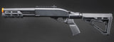 Golden Eagle M8878 3/6-Shot Pump Action Gas Airsoft Sawed-Off Shotgun w/ M-LOK Forend & Delta Stock - (Black)