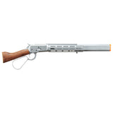 Atlas Custom Works M1873 "Mares Leg" Lever Action Airsoft Green Gas Rifle w/ M-LOK Rail and Suppressor - (Silver)