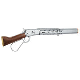 Atlas Custom Works M1873 "Mares Leg" Lever Action Airsoft Green Gas Rifle w/ M-LOK Rail and Suppressor - (Silver)