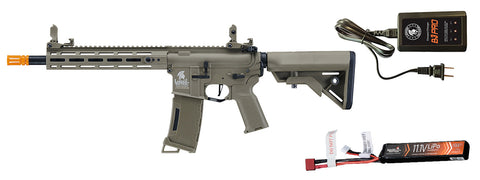 Lancer Tactical Gen 3 Hellion M-LOK 10" Airsoft M4 AEG w/ Battery/Charger Bundle - (Tan)