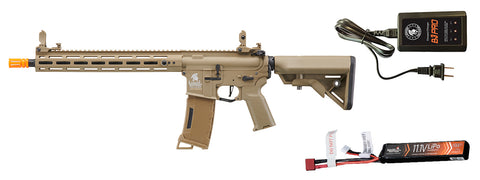 Lancer Tactical Gen 3 Hellion M-LOK 13" Airsoft M4 AEG w/ Battery/Charger Bundle - (Tan)
