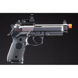 KLI KL-92 AI Optic Ready Silver Version 6mm Dual Power CO2/Gas Blowback Airsoft Pistol Red Dot Combo - (Silver)