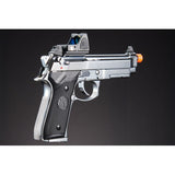 KLI KL-92 AI Optic Ready Silver Version 6mm Dual Power CO2/Gas Blowback Airsoft Pistol Red Dot Combo - (Silver)