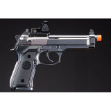 KLI KL-92 Platinum 6mm Dual Power CO2/Gas Blowback Airsoft Pistol Red Dot Combo - (Platinum)