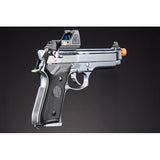 KLI KL-92 Platinum 6mm Dual Power CO2/Gas Blowback Airsoft Pistol Red Dot Combo - (Platinum)