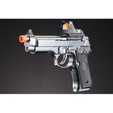 KLI KL-92 Platinum 6mm Dual Power CO2/Gas Blowback Airsoft Pistol Red Dot Combo - (Platinum)