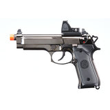 KLI KL-92 Fusion Optic Ready 6mm Dual Power CO2/Gas Blowback Airsoft Pistol Red Dot Combo - (Black/Gun Metal)