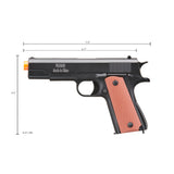UK Arms 1911 Alloy Series Spring Airsoft Pistol 200-250 FPS Black - Brown
