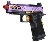 Lancer Tactical Stryk Hi-Capa 4.3 Gas Blowback Airsoft Pistol w/ Red Dot Mount (Color: Black, Purple, & Gold)
