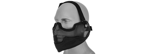 Ac-108B Metal Mesh Half Mask W/Ear Protection (Black) Airsoft Gun Accessories