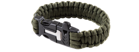 G-Force Multi-Function Survival Bracelet w/ Rope Cutting Tool, Whistle, and Fire Starter (Color: OD Green) Airsoft Gun / Accessories