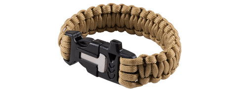 WoSport Multi-Function Survival Bracelet w/ Rope Cutting Tool, Whistle, and Fire Starter (Color: Tan) Airsoft Gun / Accessories