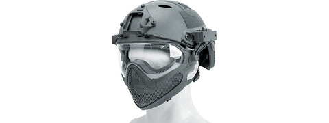 G-Force Pilot Full Face Helmet w/ Plastic Mesh Face Guard (Color: Gray) Airsoft Gun / Accessories