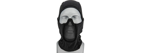 Lancer Tactical Shadow Warrior Hood Mesh Balaclava Face Mask (Color: Black) Airsoft Gun / Accessories