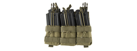 Lancer Tactical Adaptive Hook And Loop Triple Dual Mag Pouch (Od Green)