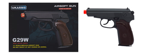 Ukarms G29W FullMetal Spring Airsoft Pistol In Black & Wood