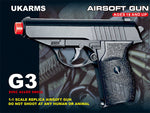 Ukarms Airsoft G3 230 German Compact Metal Spring Pistol (Black)