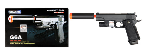 Ukarms G6A Full Metal Spring Airsoft Pistol w/ Barrel Extension & Laser