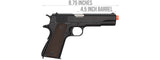 Golden Eagle IMF 3305 1911A1 Single Stack Semi-Auto GBB Metal Pistol, Bk