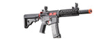 Lancer Tactical Gen 3 M4 Carbine SD AEG Airsoft Rifle Gun with Mock Suppressor (Color: Black with Red Accents)