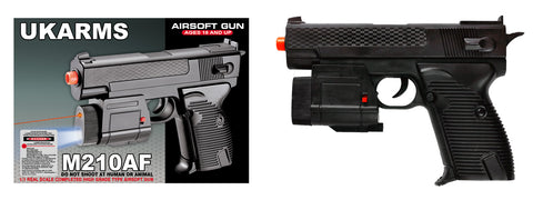 Ukarms M210Af Spring Pistol, 7", 126-Fps, Laser/Flashlight, 96-Pc/Ctn