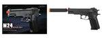 UK Arms Airsoft Gun Full Size Spring Powered Pistol Silencer BLACK