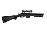 Double Eagle Airsoft Spring Tension Shotgun W/ Accessories - Black