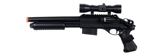 DE Airsoft Tactical Sawed-Off Pump Action Shotgun W/ Accessory Scope