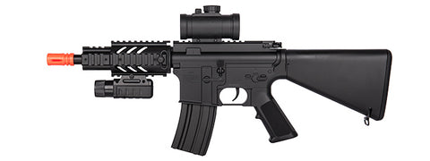 Airsoft Rifle DE CQB RIS Airsoft AEG Rifle Flashlight Red Dot Scope Black 300 FPS