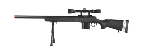 Wellfire MB4404BAB Airsoft M24 Sniper Rifle W/ Scope & Bipod - Black