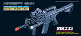Well MR733 M4 RIS Spring Rifle w/ Flashlight, Scope, Vertical Foregrip, Retractable LE Stock