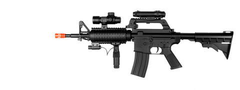 Wellfire M4 Ris Spring Airsoft Rifle W/ Red Dot And Flashlight