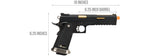 We Tech 1911 Hi-Capa T-Rex Competition Gas Blowback Airsoft Pistol W/ Sight Mount & Top Ports (Black / Gold)